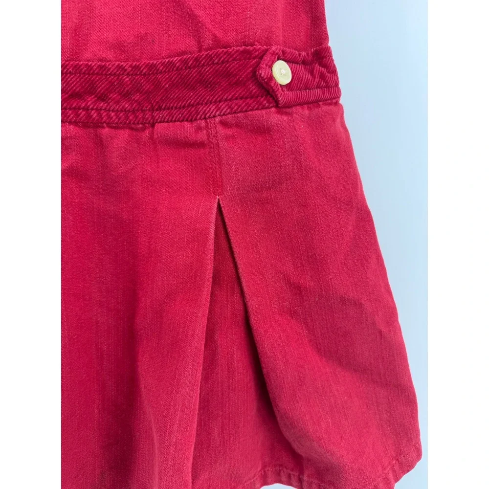 Tommy Hilfiger Pleated Jumper Dress Size 5 Cotton Red Preppy Plaid Lined Y2K